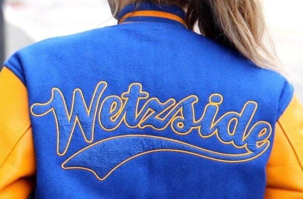 Royal blue and gold custom varsity jacket